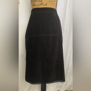 MAGIC Vegan Suede Patchwork Crochet Detail MIDI Skirt Vintage Size L